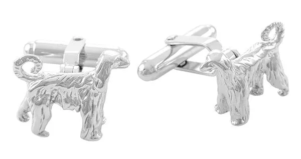 Afghan Dog Cufflinks in Sterling Silver - Afghan Hound Cuff Links