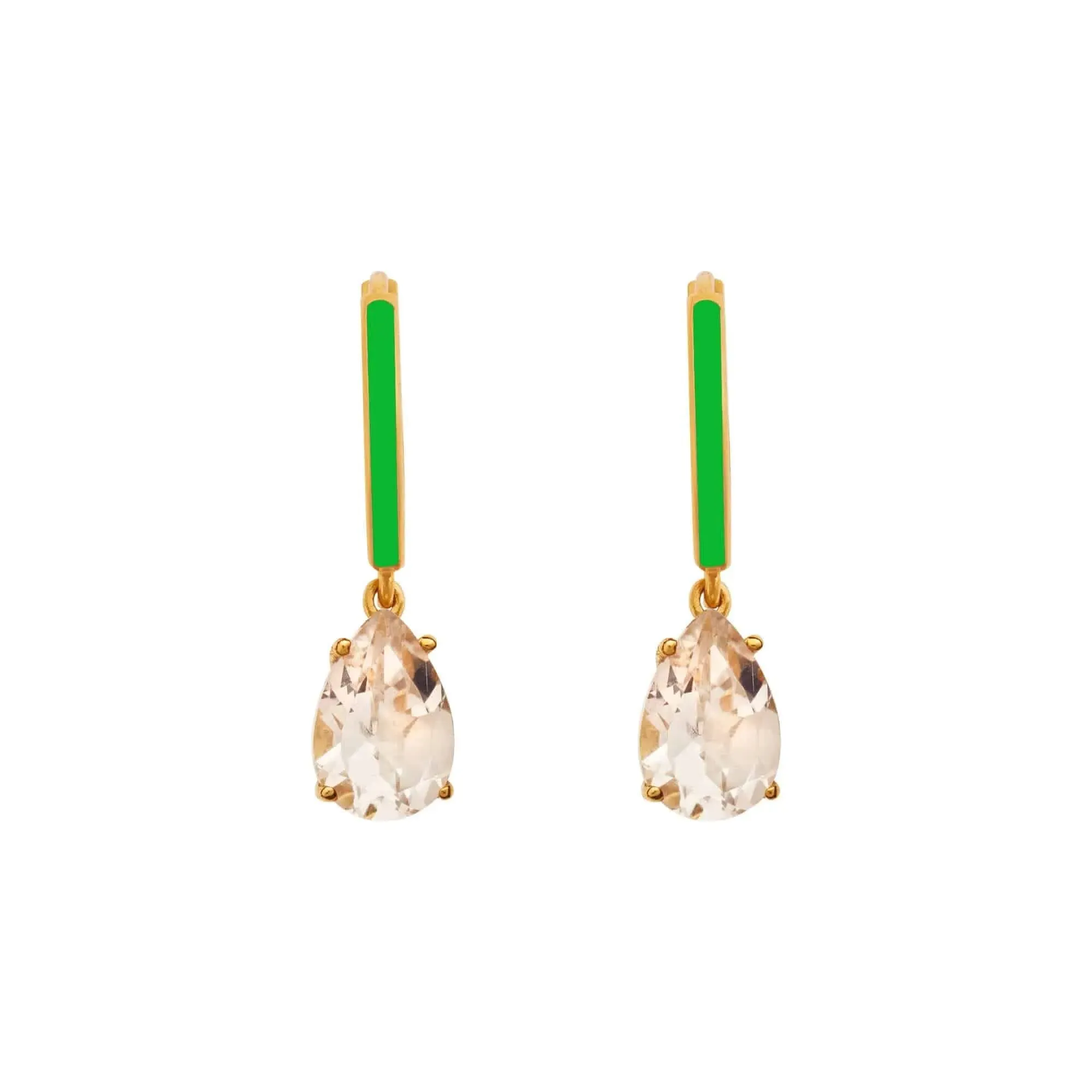 Enamel and White Topaz Hoops