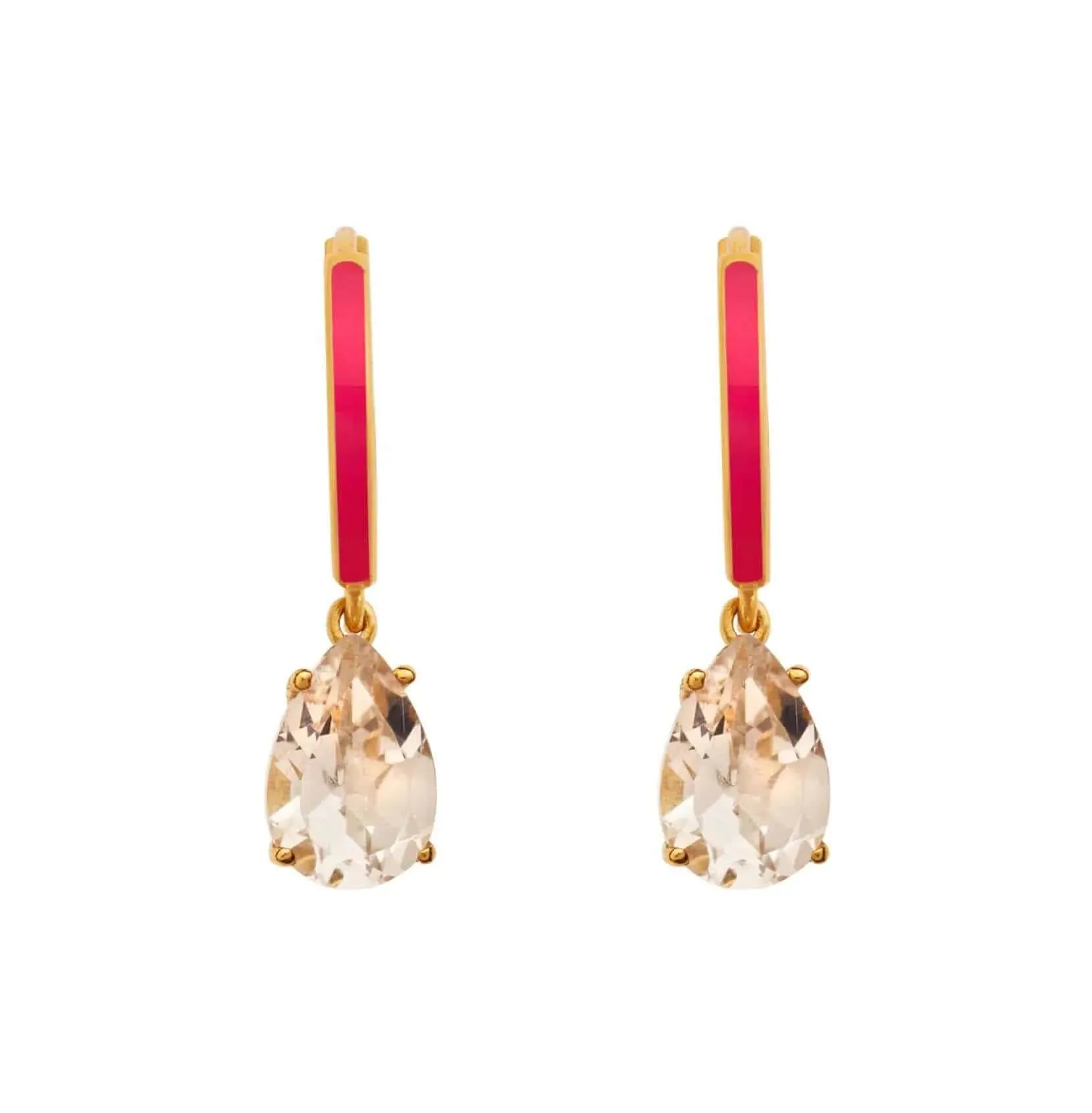 Enamel and White Topaz Hoops